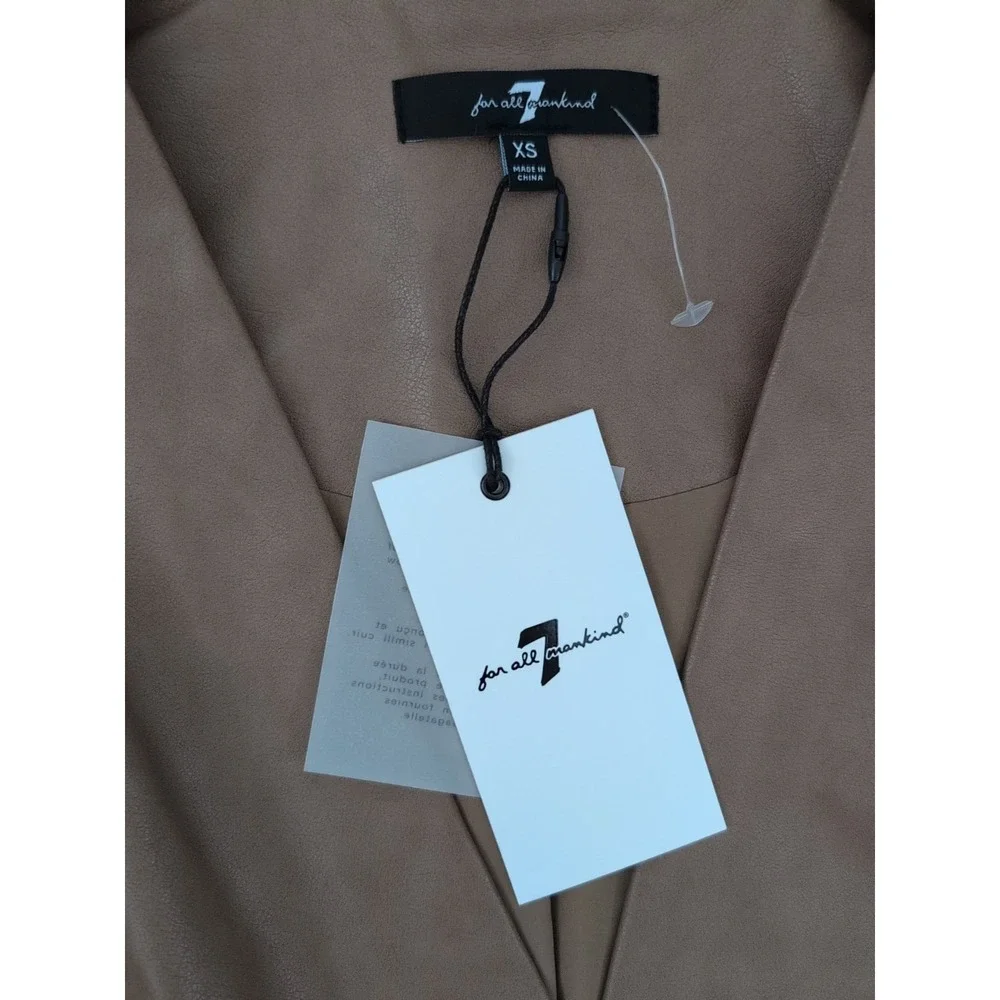 7 For All Mankind Women's Faux Leather Crop Top Jacket Brown Size XS NWT - Picture 5 of 5
